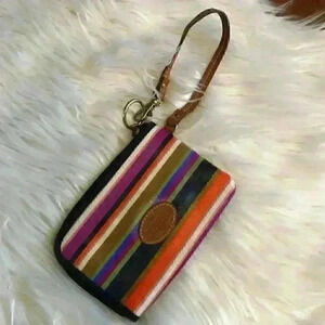 Fossil Keykper wristlet real leather wallet fiesta colors?